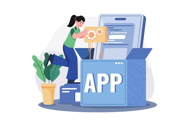 App development Illustration concept on white background