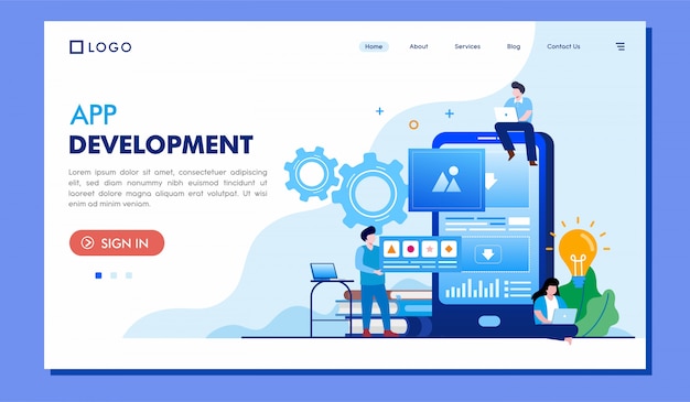 App development landing page website illustration vector design 