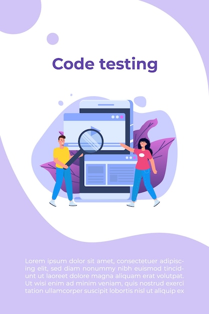 App tester. Software eller applikation test koncept. Fejlfindingsudviklingsproces. Vektorillustration.