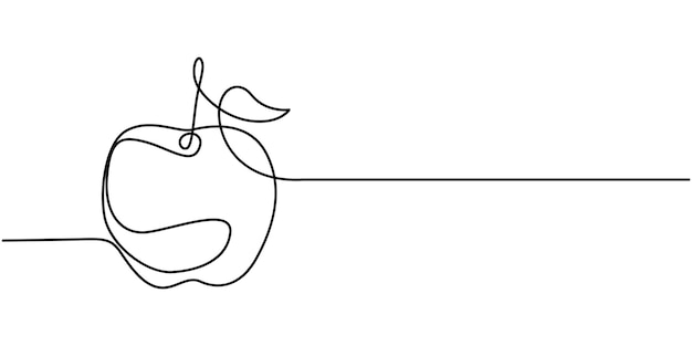 apple continuous one line drawing single line art element minimalist sketch line vector