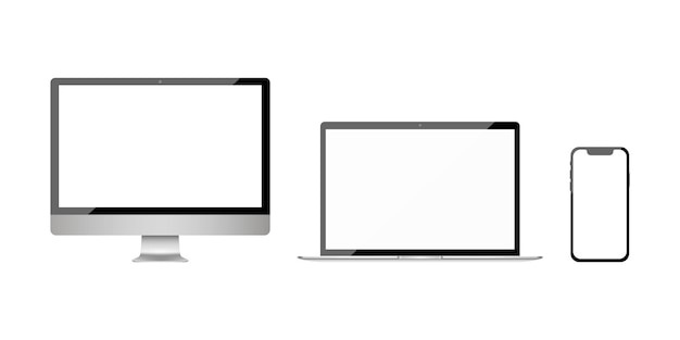 Apple iMac MacBook and iPhone Realistic modern monitor computer laptop smart phone