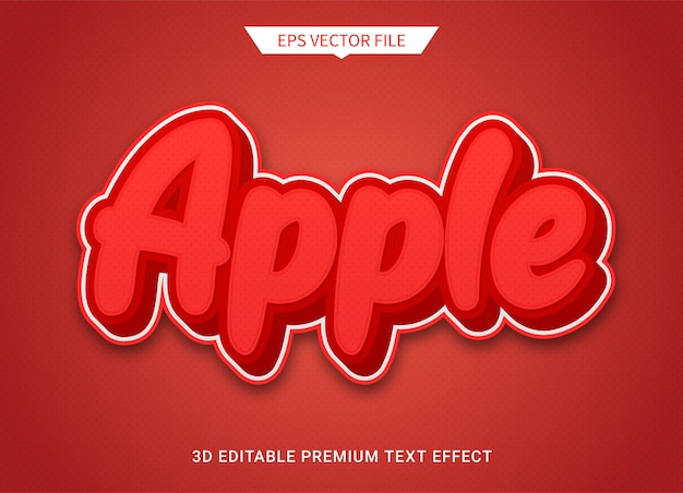 apple red 3d editable text style effect premium vector
