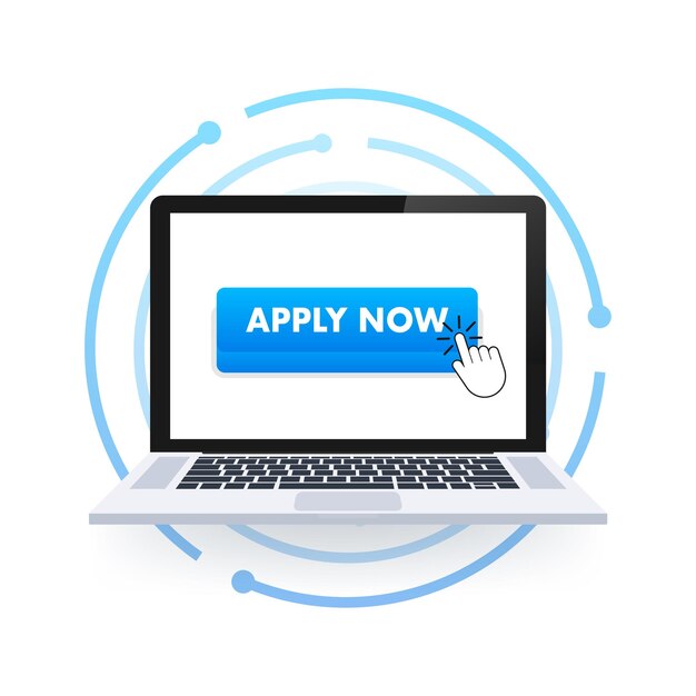 apply now web banner arrow cursor icon arrow vector icon hand click vector stock illustration