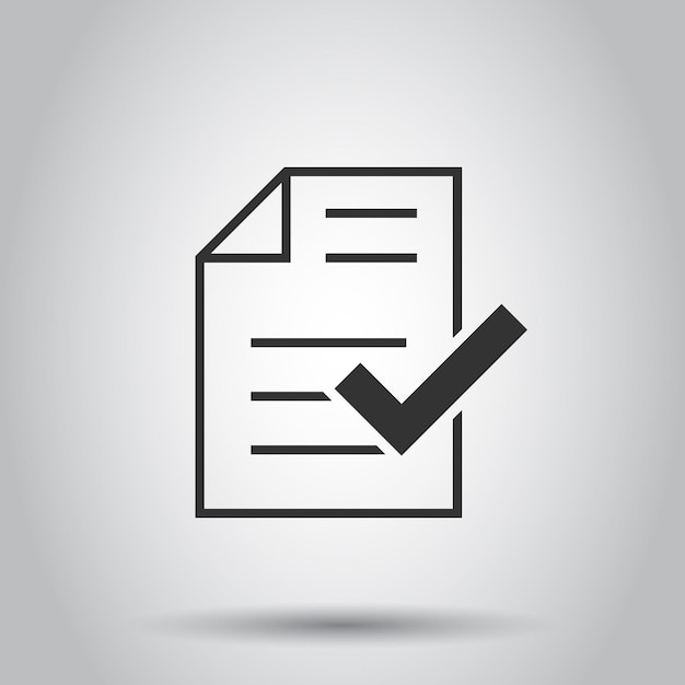approved document icon in flat style authorize vector illustration on white isolated background agreement check mark business concept