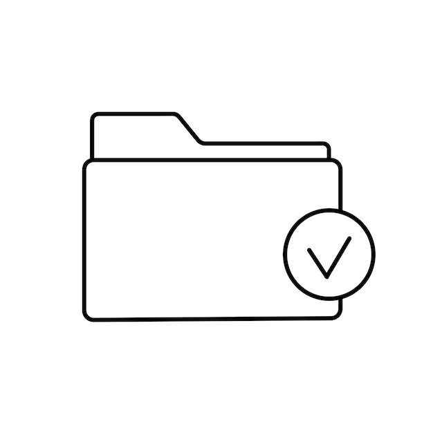 approved file folder line vector icon symbol graphic isolated sign web icon design