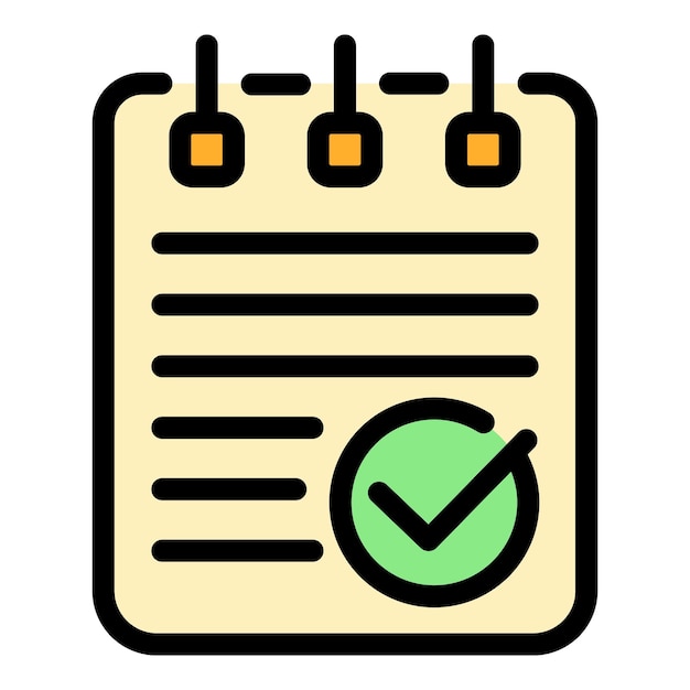 Approved notebook icon Outline approved notebook vector icon color flat isolated