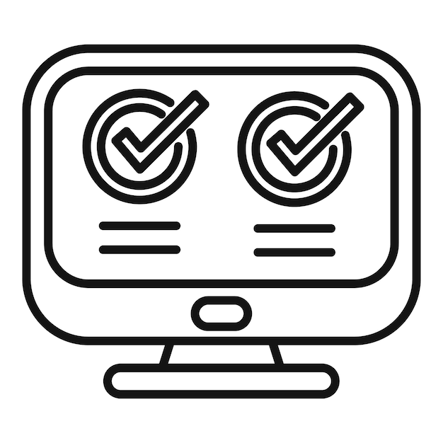 Approved online registration icon outline vector Multifactor pc device