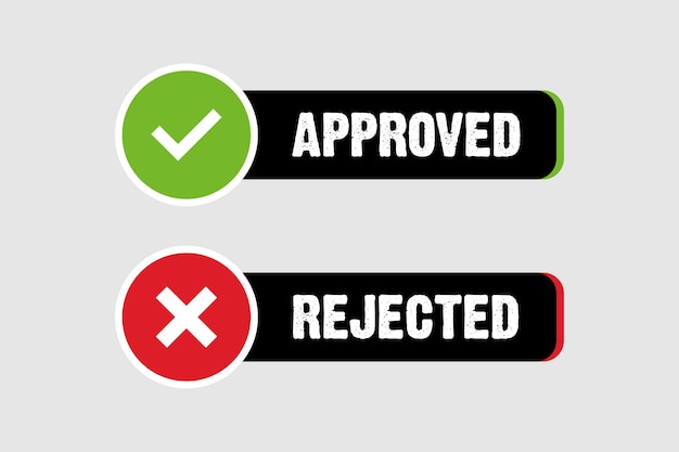 Approved with Rejected Vector Element and right of wrong button