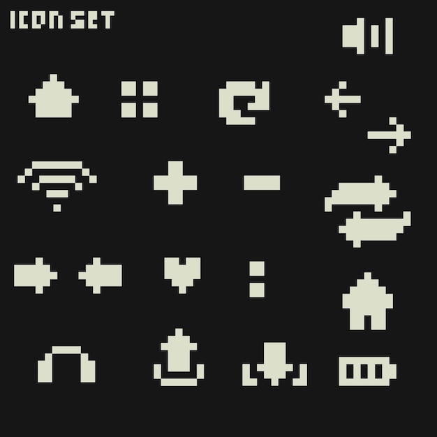 apps icon set use 1 bit style on pixel art good for your project