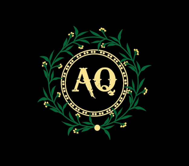 aq logo design with unique and simple design anniversary golden label with ribbon
