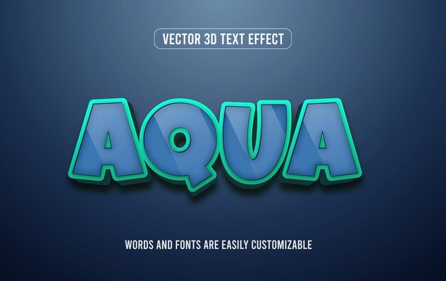Aqua su 3d düzenlenebilir metin stili efekti