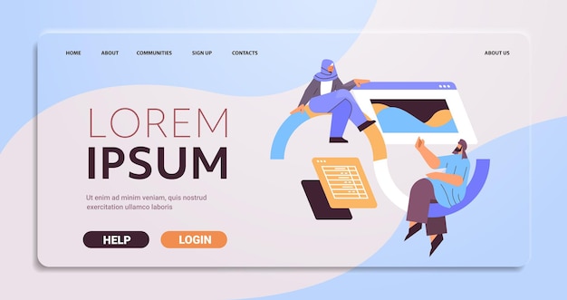 arab developers creating website ui interface web application development program software optimization concept full length copy space vector illustration