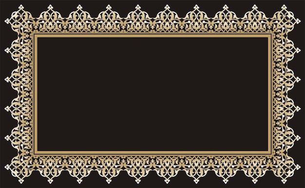 arabic floral border rectangular shape frame design traditional islamic design black background