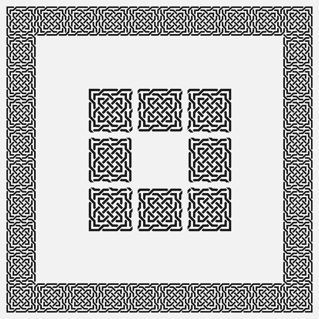 Arabic Geometric pattern Set for creating frames and border with corner element