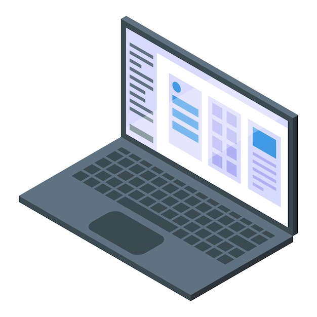 Arayüz öğeleri olan izometrik laptop