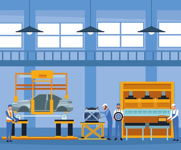 Arbejder på bilfabrik