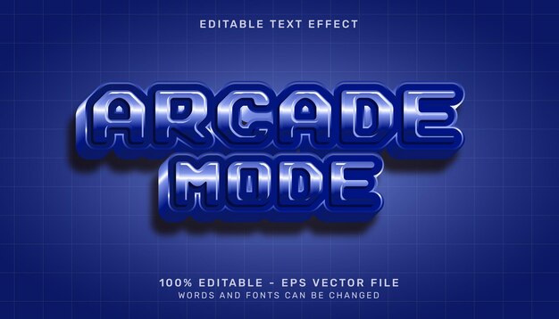 arcade retro blu color 3d text effect and editable text effect