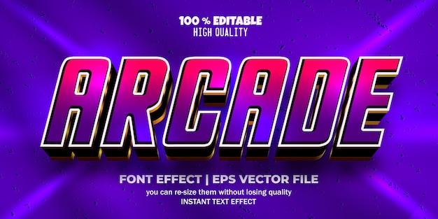 arcade text effect editable font