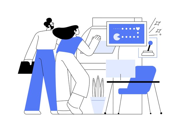 Arcades in the office isolated cartoon vector illustrations
