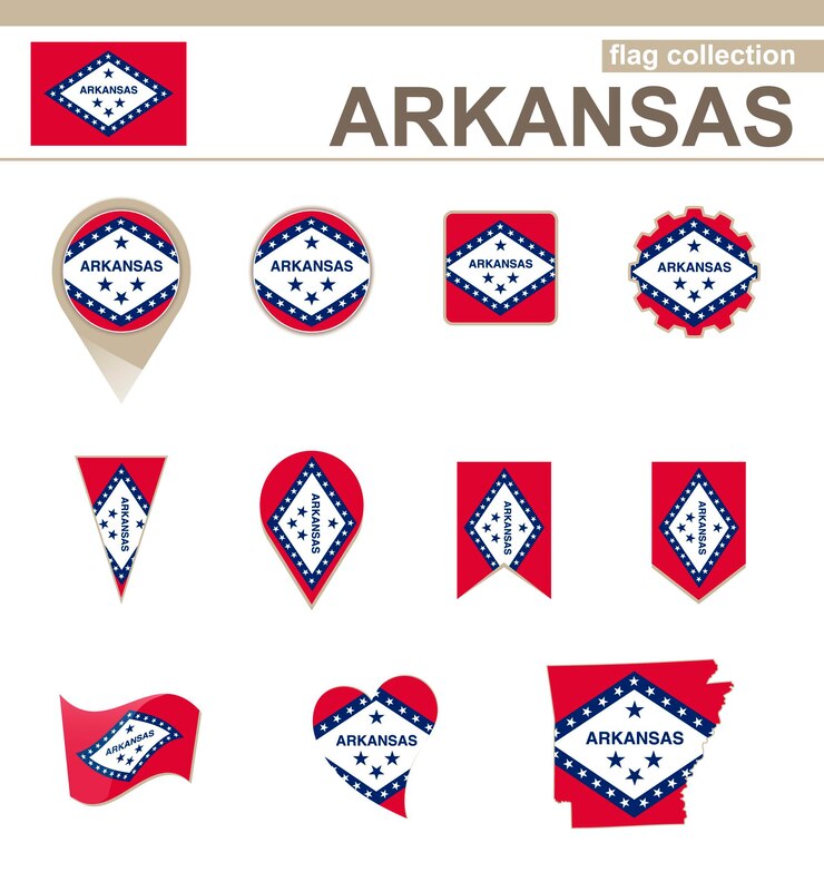 Vektör arkansas flag collection, 12 versions