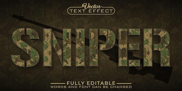 Army Camouflage Sniper Vektor Redigerbar Tekst Effekt Skabelon