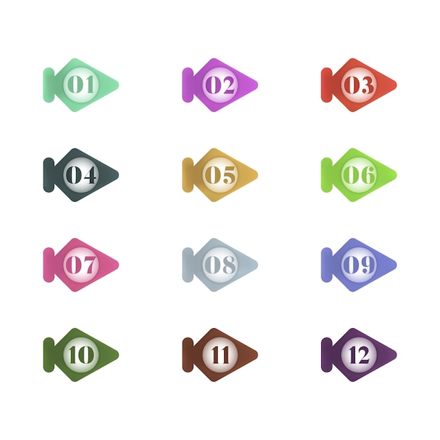 arrow 3d colorful vector bullet point