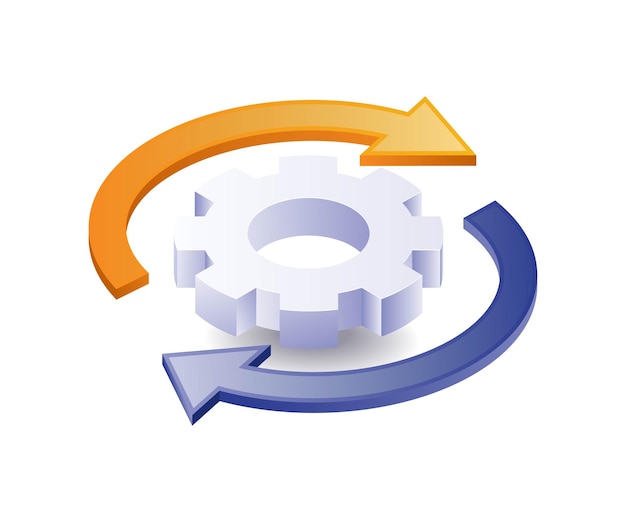 Arrow auto management symbol isometric illustration