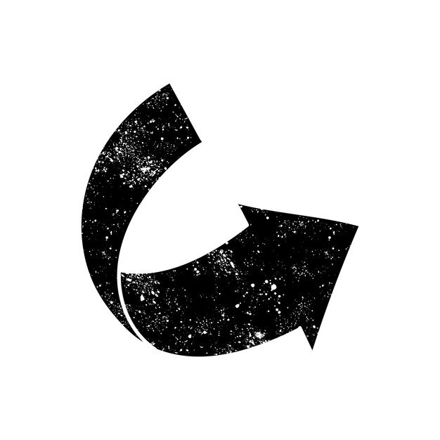 Arrow black hand drawn icon in grunge look