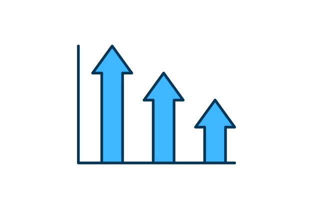 arrow chart icon vector Icon related to graph and seo suitable for web site app user interfaces printable etc flat line icon style simple vector design editable