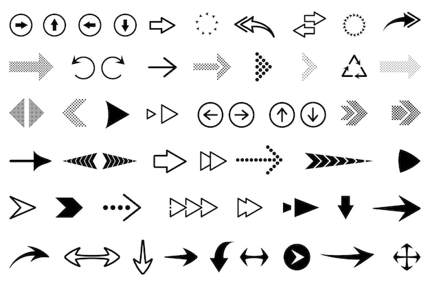 Arrow collection icon set Modern simple arrows Flat vector illustration