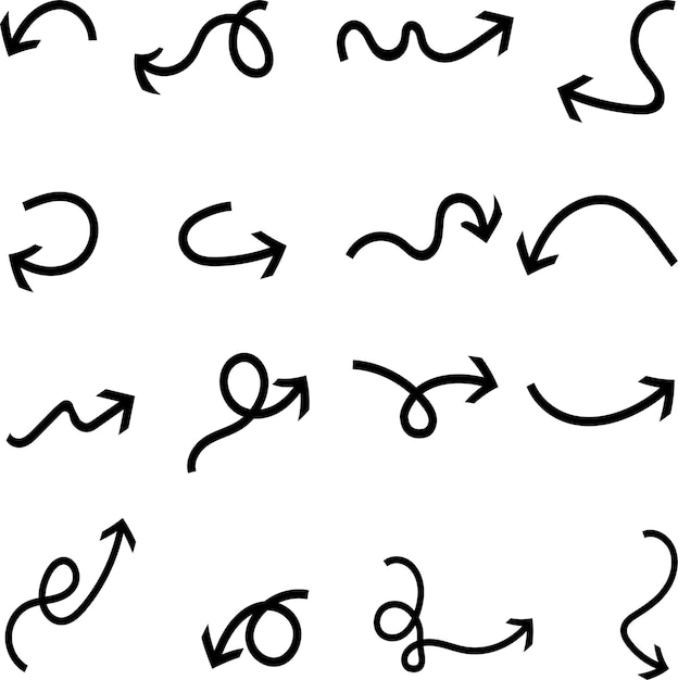 Arrow hand drawing doodle sketch element set