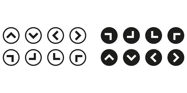 Arrow icon collection. Arrow. Web round button sign in vector flat. Arrow in flat style for your des