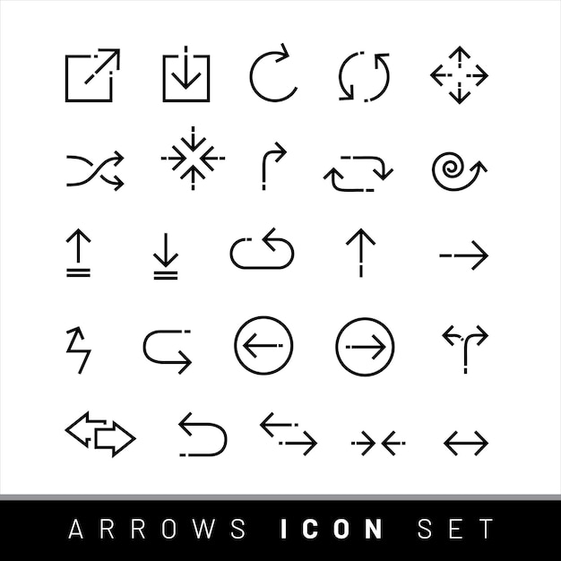 arrow icon line vector edit stroke round back set thin mix up download web down navig