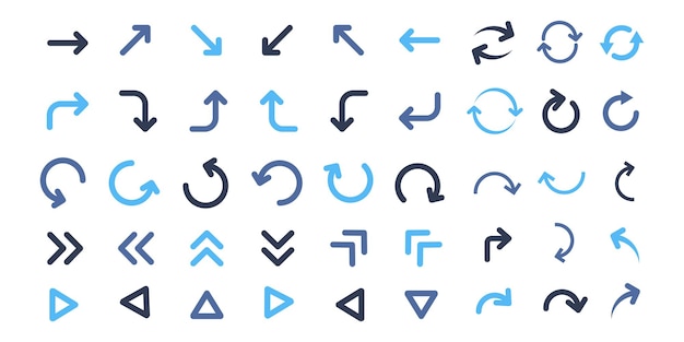 Arrow icon set collections Refresh reload undo recycle next forward media UI icons
