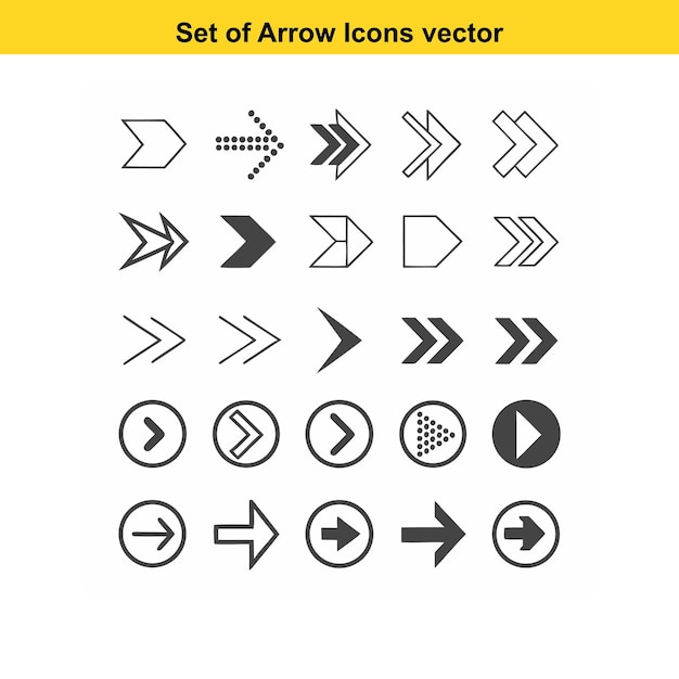 Arrow icon set isolated on white background