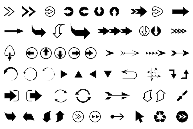 Arrow icon set Modern simple arrows collection Flat vector illustration