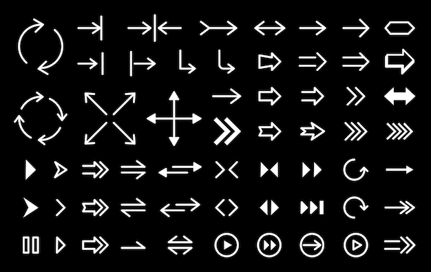 Arrow icons big set modern arrows Symbols for web design applications social networks Set
