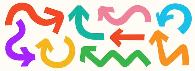 Arrow marker hand drawn color bold style set