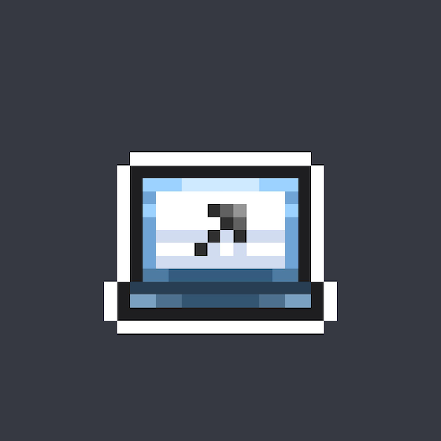 arrow point in laptop screen in pixel art style