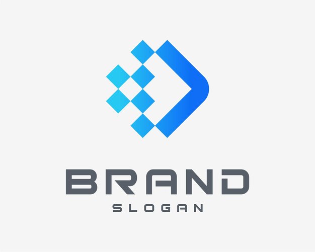 Arrow Right Direction Pixel Digital Technology Effect Motion Dynamic Futuristic Vector Logo Design