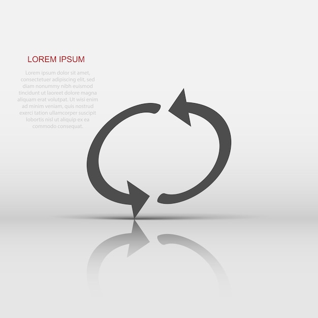 arrow rotation icon in flat style sync action vector illustration on white isolated background refresh button business concept