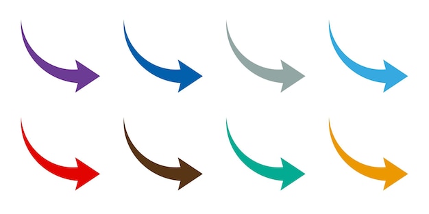 Arrow set vector icon. Colorful arrow symbols. Simple collection of arrows isolated on white backgro