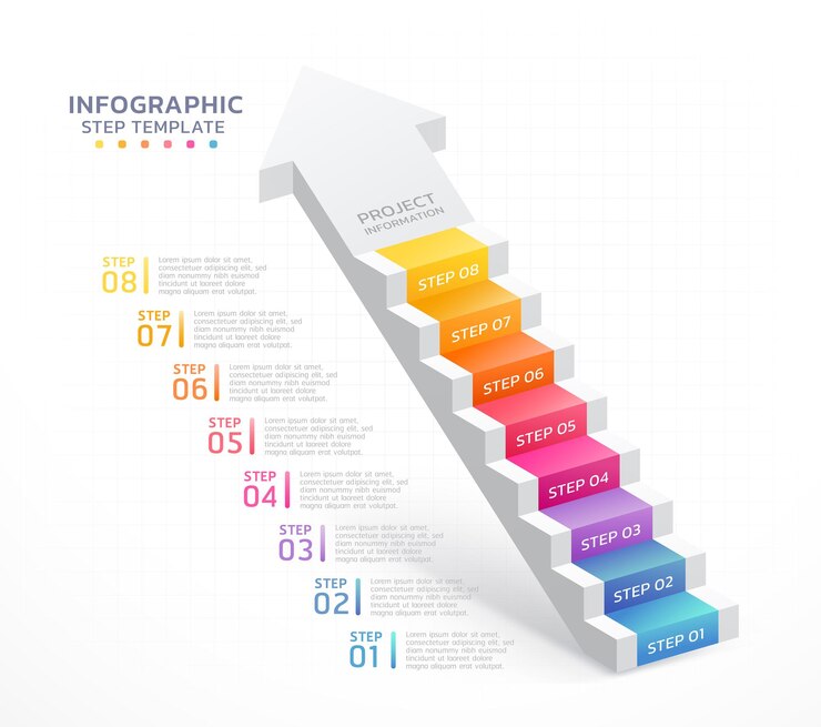 Vektör arrow staircase infographic steps template background