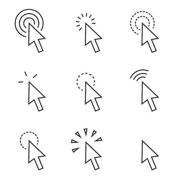 Arrow tools computer interface button Collection of vector isolated characters