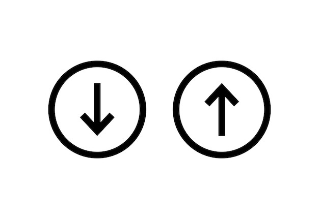 arrow up and down button download and upload concept