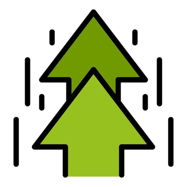 arrow up icon outline vector growth chart increase graph color flat