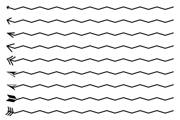 Arrow wavy icons illustration Simple black arrow pointer