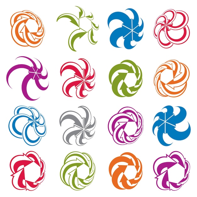 Arrows abstract conceptual symbol template collection, vector 3d pictogram set.