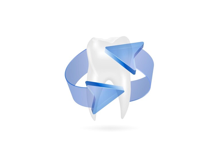 Vektör arrows around a white tooth dental care protection and whitening