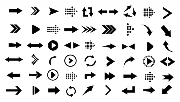 Arrows big black icons set